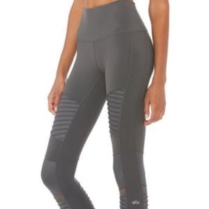 ALOYOGA HIGH WAIST MOTO LEGGINGS- ANTHRACITE